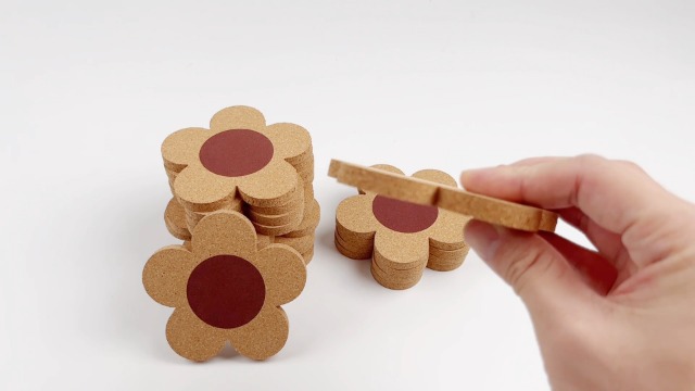 Posavasos De Corcho Con Forma De Flor - 2 Unidades, Antideslizantes, Reutilizables, Decorativos Para Mesa