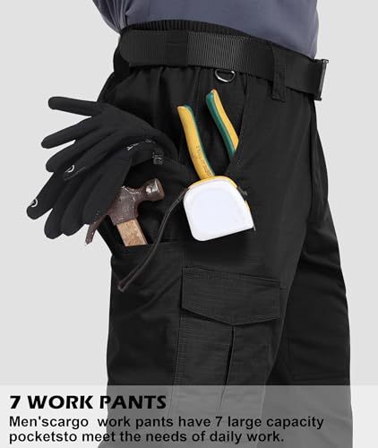 Mens Cargo Work Pants Waterproof Hiking Pants for Men Ripstop Tactical Pants Multi Work Pants with 7 Pockets2