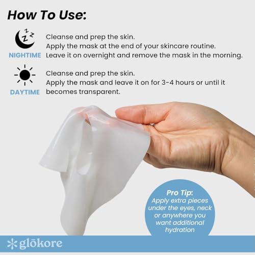 Image of GLOKORE Bio Collagen Face Mask, Overnight Hydrating Face Mask with Hyaluronic Acid, Peptides & Niacinamide, Firming & Plumping Skincare for Glowing-Looking Skin (Pack of 4)