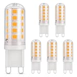 DiCUNO G9 LED Bulbs Warm White 2700K, 3W, 30W Halogen Equivalent, 410LM, Not Dimmable, Energy Saving G9 LED Light Bulbs for Chandelier, Ceiling Lights, 6 Pcs