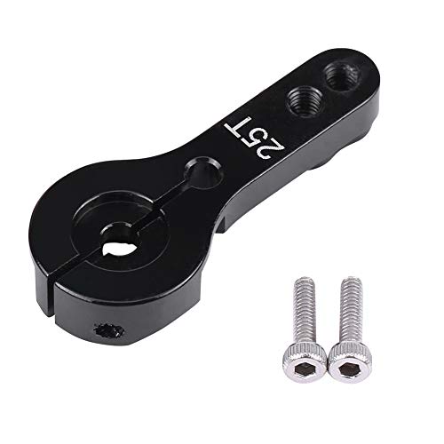 Sunicon Servo Horn with Screw, 25T Aluminum Servo Horns M3 Threads Metal Steering Arm Server Rocker Compatible with Futaba Ace TowerPro MG for RC Car Truck Buggy Airplane(Black)