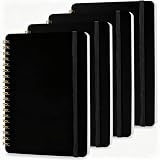 DMSVK 4 PCS Spiral Notebook, Spiral Journal Notebook, Notebooks for Work, Note Taking, School, Small Notebooks with Strap, Cute Notebooks for Women (Black)