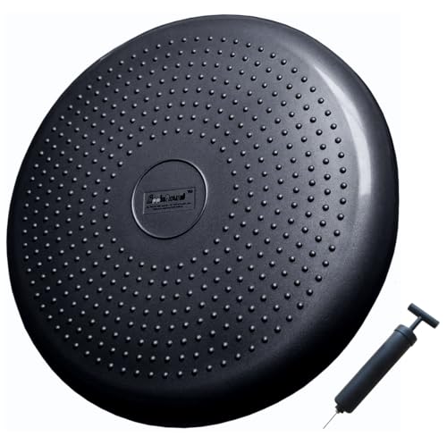 AppleRound Inflated Wobble Cushion with Pump, Air Stability Board, Core Balance Disc for Adults, Sensory Wiggle Seat for Kids, 13.5in / 34cm Diameter by AppleRound - Used condition - CA$19.83