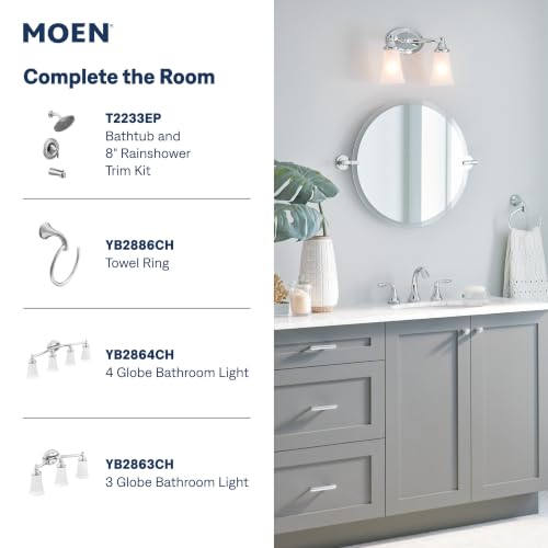 Image of Moen Eva Chrome Two-Handle Centerset Bathroom Sink Faucet with Drain Assembly for 3-hole Installation Setups, 6410