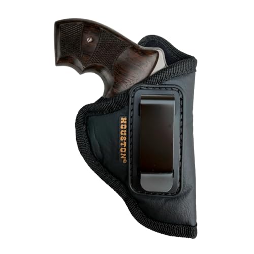 IWB Revolver Holster by Houston Gun Holsters - ECO Leather Concealed Carry Soft Material - Suede Interior for Protection - Fits Any 38 J Frames, S&W, Charter Arms, Rossi 38, Taurus, BG, LCR (Right)
