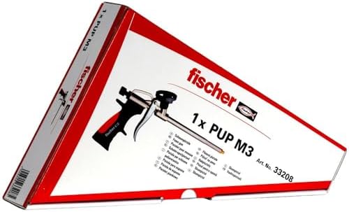 fischer Metalowy pistolet PUP M3, wytrzymały pistolet piankowy do pianki PU, pistolet do efektywnej obróbki pianek pistoletowych, trwały z metalu, czerwony