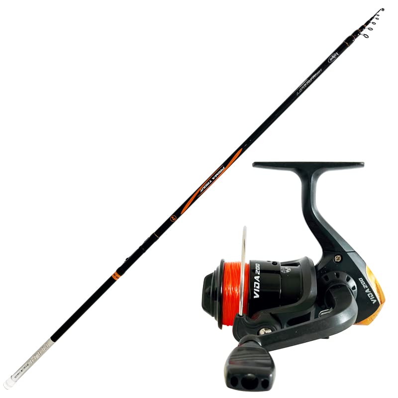 Kolpo combo pesca trota lago tremarella recupero canna in carbonio 10-20 gr + mulinello con filo da pesca precaricato