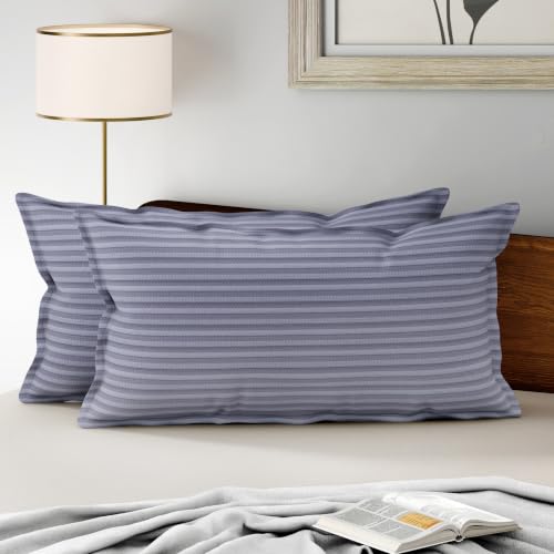 Image of Wakefit 100% Cotton Pillow Cover Set of 2 | 200 TC Soft & Breathable Pillow Cases | King Size 19 x 36 Inch | Skin Friendly, Durable & Gentle Machine Washable | Blue Granite