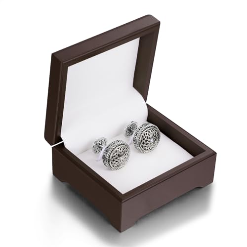 Image of Cuff Links Mens, Cufflinks for Men, Men's Cuff Links for Wedding, Business, Father's Day, Gift for Men, 18K Gold Plated with Luxury Wooden Gift Box