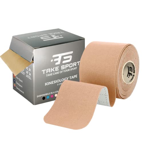 TS TAKE SPORT Kinesio Tape, Nastro Kinesiologico Elastico 5x5m, 95% Cotone 5% Spandex, per Taping Kinesiologico e Neuromuscolare, 1 Rotolo, Resistente ad Acqua e Sudore