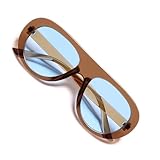 VANLINKER Retro Aviator Sunglasses for Women Chic Classic 70s Vintage Trendy 2025 Chunky Sun Glasses VL9865, Transparent Brown/Blue