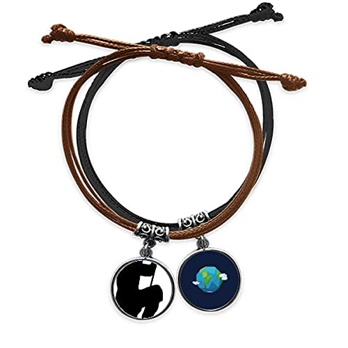 Pulsera de cuerda Shaolin y cuero amuleto de artes marciales