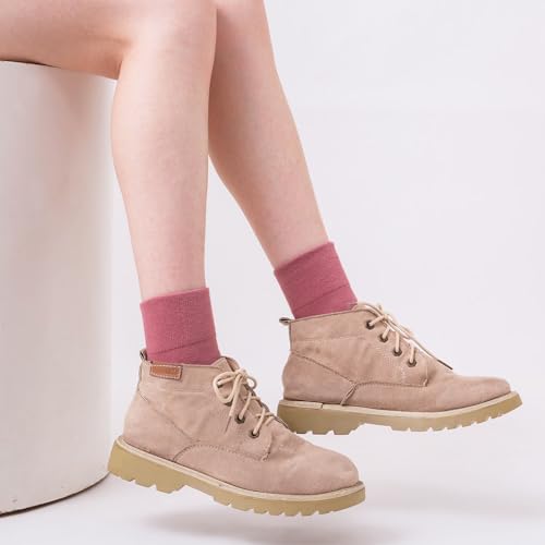 Image of HUGSWEET Thin Soft Cotton Crew Socks for Women Ankle above Bootie Socks Gifts for Women 5-10 Pairs