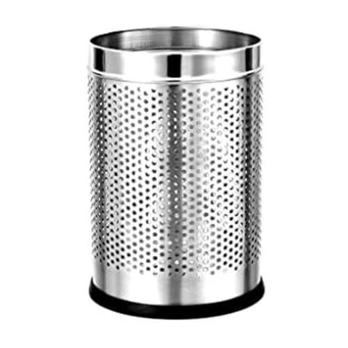 Image of PackPro Stainless Steel 10 Litre Open Perforated Dustbin Without Lid | Garbage Bin For Home, Bedroom, Rooms, Office, Kitchen, Washroom, Bathroom Medium - 8 inch x 12 inch