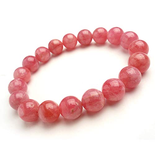 Rhodochrosite rose naturelle véritable : bracelet perles 10mm extensible lithothérapie
