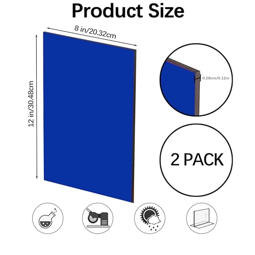 Image of Translucent Blue Acrylic Sheets 8 * 12 inch 1 /8 inch Thick (2.8~3mm) Red Transparent Cast Acrylic Plexiglass Board for Sign, DIY Project, Laser Cutting, Wedding, Craft, Picture Frame, Engraving(2 Pieces)