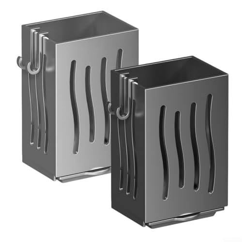 Jayruit Cutlery Holder, Wall Mounted Kitchen Drying Rack Cutlery Holder Storage Boxes With Drip Tray Cutlery Drainer Utensil Organiser For Table And Kitchens (Black) - Image 4