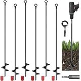 Yaocom 6 Pcs 40 Inch Extra Long Ground Anchor 4' Wide Helix 14 mm Rod Auger Earth Ground Anchor Metal Heavy Duty Anchors Hook Wind Stakes Eye Anchor for Guying Tents Fencing Canopies Bridge House