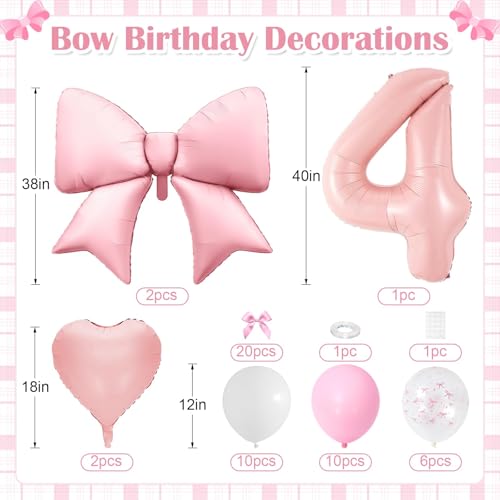 Image of 4th Birthday Decorations for Girl,Pink 4 Balloons for Party Decorations