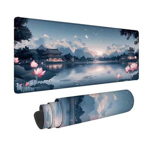 Tapis de souris paysage blanc 80x40 cm pour un bureau gamer ou informatique épuré