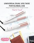 Mooqlizz Dual Voltage Curling Iron, Mini Travel Size Curling Iron for European, 1 1/4 Inch Ceramic Plates Hair Straightener with Adjustable Temperature, European Plug Included
