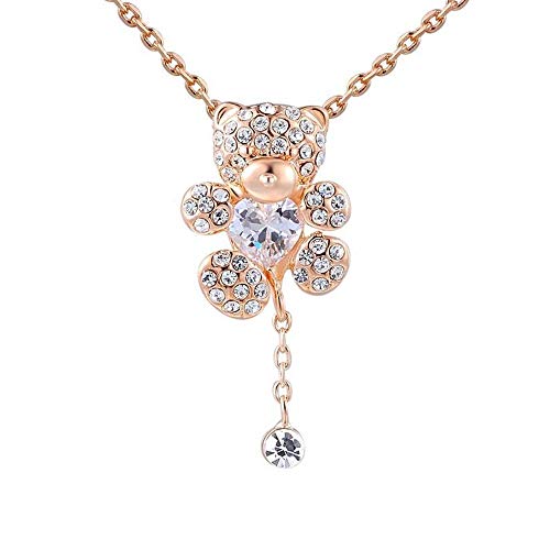 Collier ours rose gold et strass blancs le bijou quotidien des filles