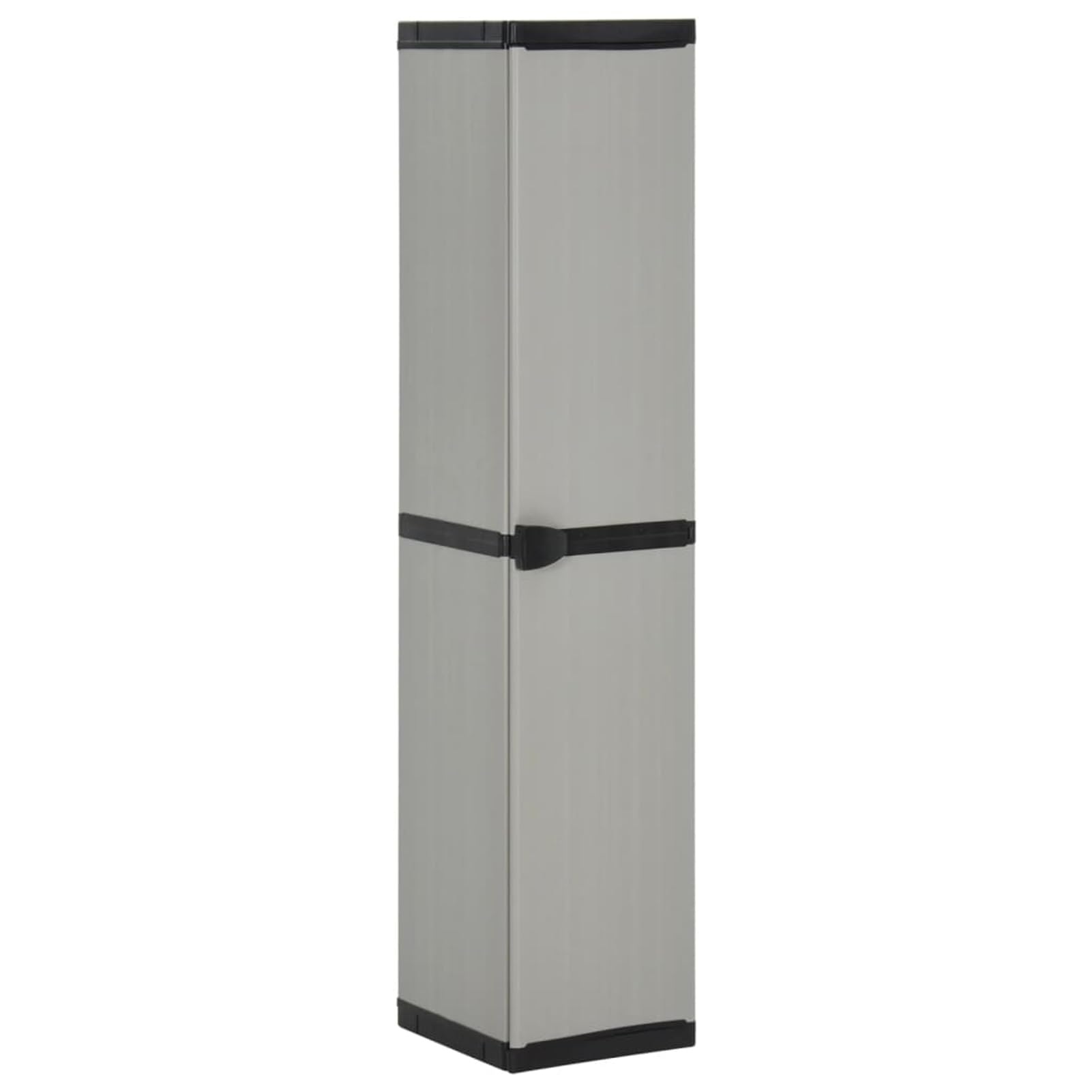 Gecheer Outdoor Storage Cabinet with 3 Shelves, PVC and PP Patio Cabinet, Grey and Black, 34x40x168 cm, for Garden and Balcony Organization 340985