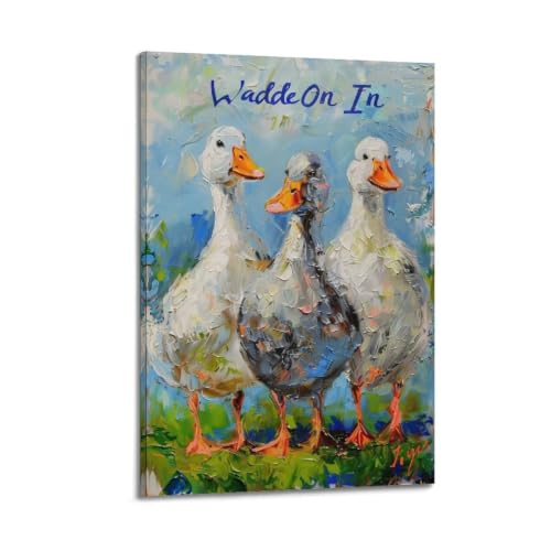 Poster vintage sur toile Three-Ducks-Country pour décoration salon et chambre