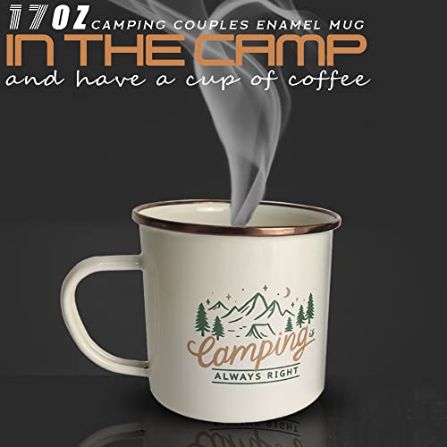 image for Roadmap Camping Gifts Camping Mugs Set of 2 Travel Holiday Enamel Coff