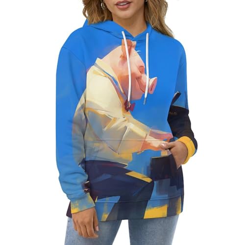 Hoodie Piano Cochon Sweat Original Coupe Confortable Pullover Taille S - 2