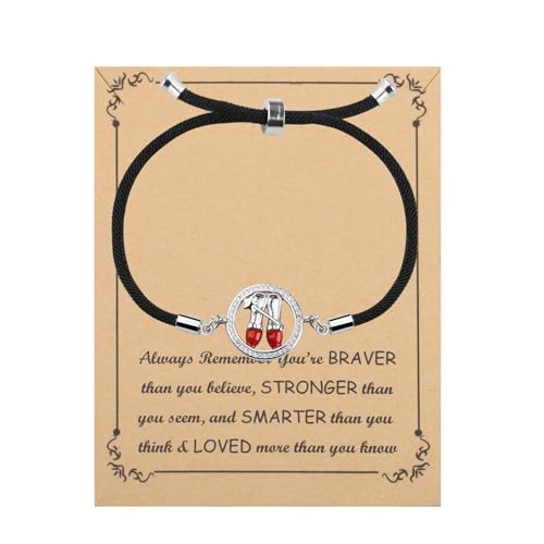 Image of FUSTMW Red Shoe Bracelet Do-roth Gifts Red Slippers Jewelry Movie Fans Inspired Gifts Wand Charm