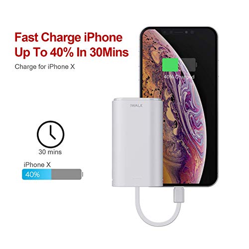 Iwalk Portable Charger 9000Mah Ultra-Compact Power Bank With Built-In Cable, External Battery Pack Compatible With Iphone 12/12 Mini/12 Pro/Se 2020/11/11 Pro/11 Pro Max/Xr/Xs/X/8/8 Plus/7/7Plus/6/Ipad #TOP2