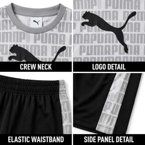 Image of PUMA Boys Active Shorts Set - 2 Piece Dry Fit T-Shirt and Performance Gym Shorts - Activewear Clothing Set for Boys (4-16)