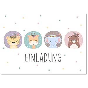 Gentle North Vier Tiere Einladungskarten 15er Set