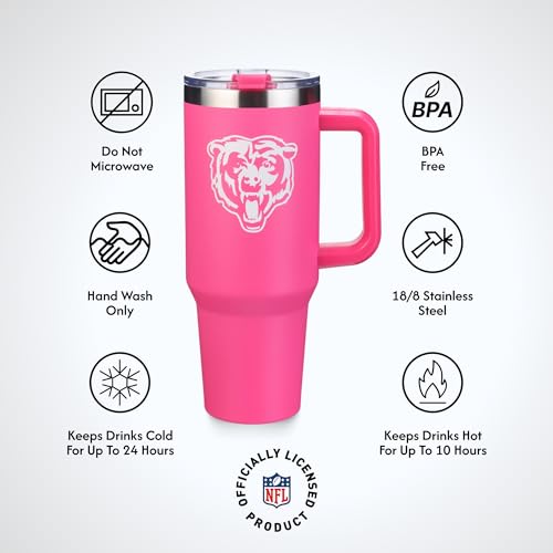 Image of The Memory Company Officially Licensed NFL - Chicago Bears 40oz Pink Game Day Tumbler with Team Logo