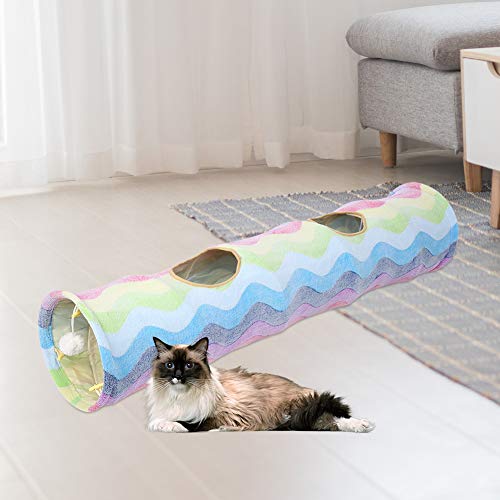 Túnel para gatos Xiuganpo resistente a arañazos de arcoíris con bolas 4