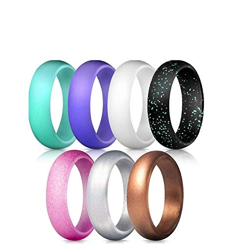 Pack de 7 Anillos de Boda de Silicona, Talla Ancha 18.2mm