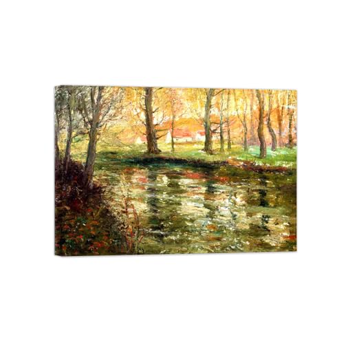 MUHJDYC Ernest Lawson Impression sur Toile-Tableau Reproduction-Célèbre D'art Peinture Image Decoration Murale Salon(toits rouges) 80x115cm Toile Tendue