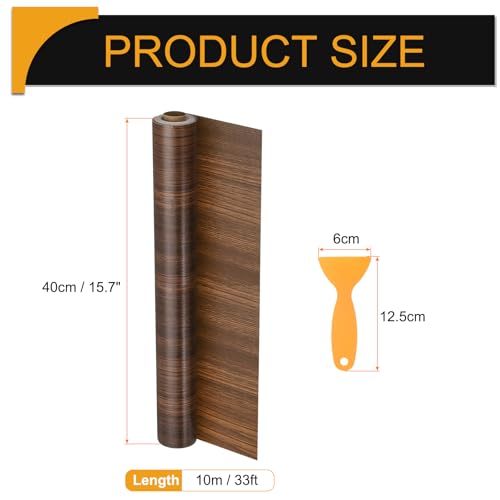Image of HARFINGTON Wood Grain Repair Tape 15.7 Inch x 33ft Self Adhesive Repair Patch Tape Simulated Wooden Floor Tapes with Plastic Scraper for Tables Doors Windows Furniture, Ebony