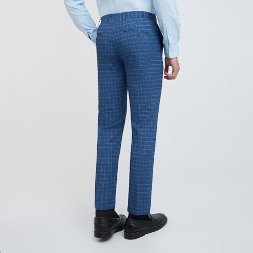 Image of Park Avenue Men's Poly Rayon Blend Checks Pattern Neo Fit Flat Front Formal Trouser