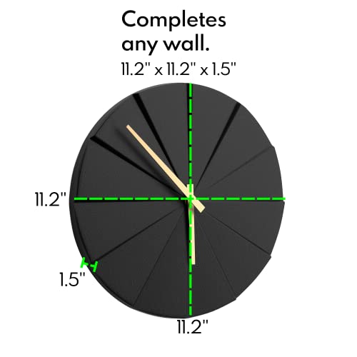 Driini Staircase Modern Wall Clock - Unique 11.2 In. Frameless Concrete Style Frame - Contemporary, Minimalist Design; No Numbers - Silent Battery Operated Clocks With Decorative Wooden Hands; Black. #TOP4