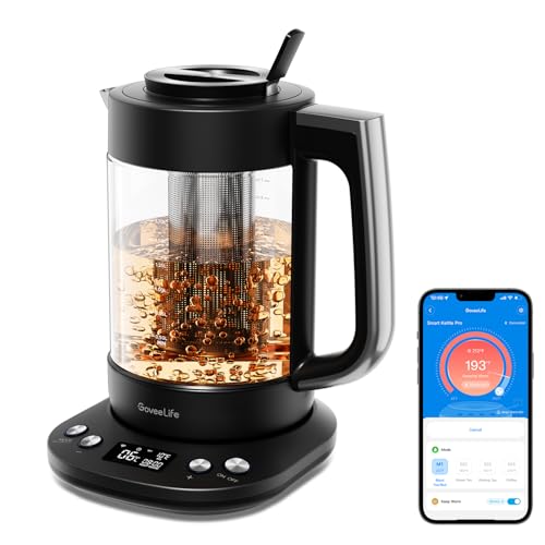 GoveeLife-Smart-Electric-Kettle-with-Tea-Infuser-for-Loose-Leaf-Tea-17-L-Electric-Tea-Kettle-with-Brewing-Program-Variable-Temperature-Control-2-H-Keep-Warm-Auto-Shut-Off-BPA-Free-Black GoveeLife Smart Electric Kettle with Tea Infuser for Loose Leaf Tea 17 L Electric Tea Kettle with Brewing Program Variable Temperature Control 2 H Keep Warm Auto Shut Off BPA Free Black