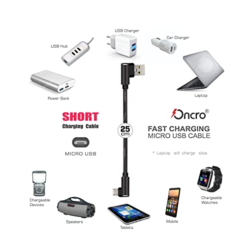 Image of Braided 90 Degree right angle L shape USB cable Data Cable Fast Charging Micro USB short power bank cable Samsung galaxy vivo oppo android smartphones mini 25cm use wall charger 4a max,Black