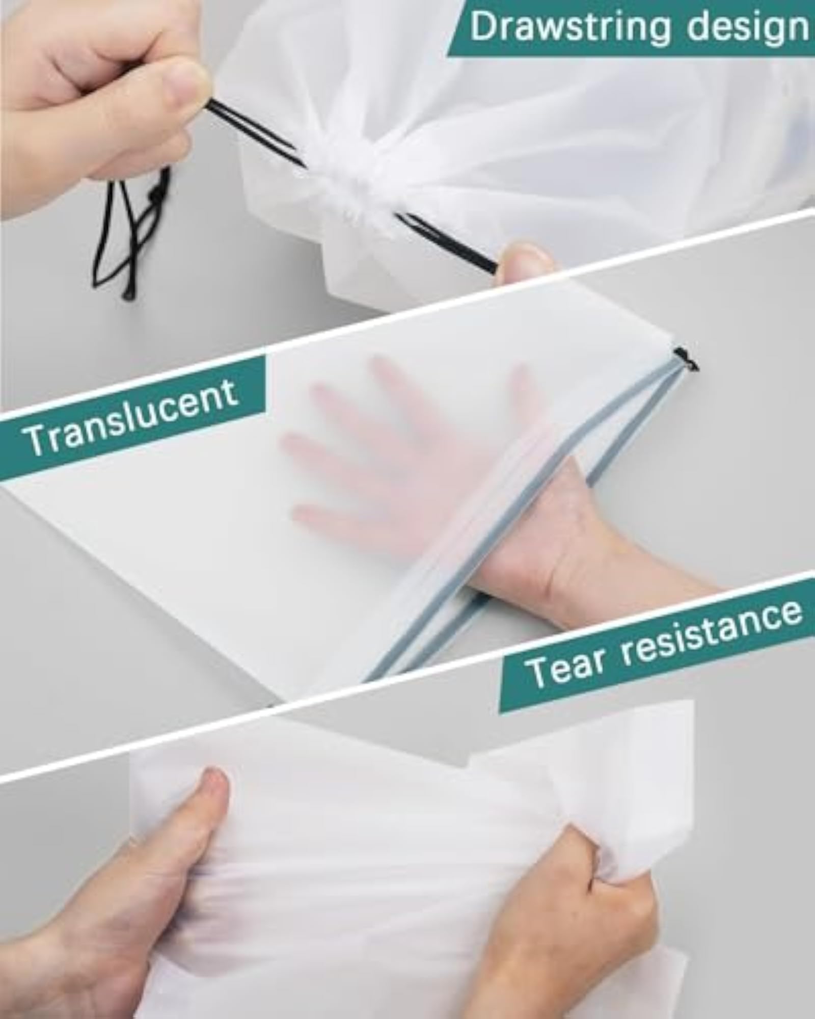 Clear Transparent Travel Shoe Bag, Waterproof Polyester