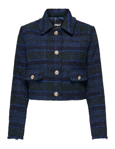 ONLY Damen ONLVALINKA Boucle Jacket OTW Mantel, Blau, S