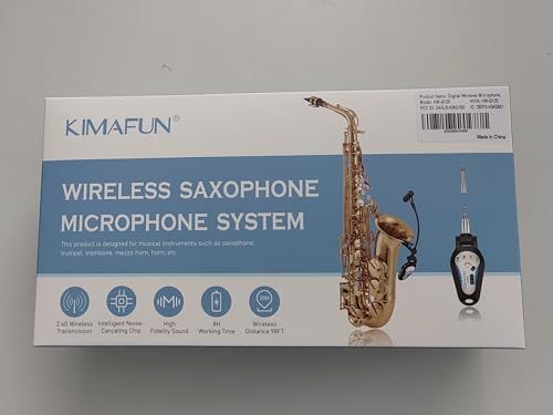 KIMAFUN Microfone de saxofone sem fio 2,4 G, microfone de instrumento de encaixe, alcance de 30,5 m,