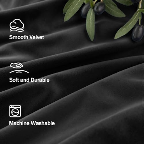 Image of Black Out Velvet Room Darkening Curtains 63 Inch Length for Living Dining 2 Panels Heavy Privacy Energy Smart Insulating Summer Heat Winter Curtain for Kitchen Door Doorway Master Bedroom Guest Office