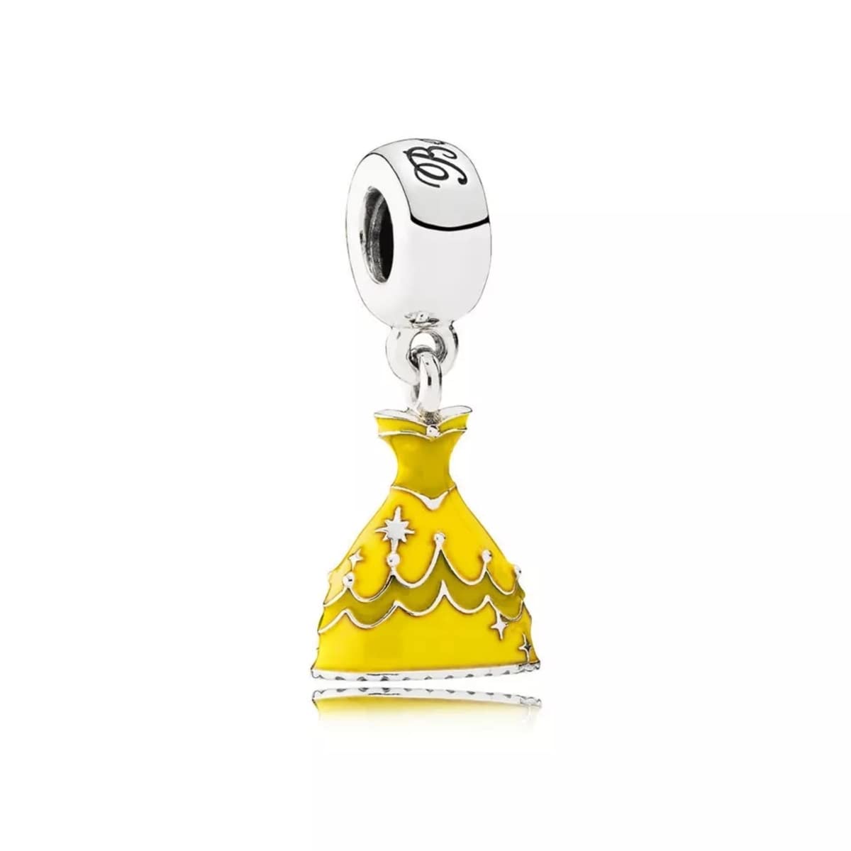 Genérico Abalorio Vestido Bella y Bestia de la Princesa de Disney para Pulseras PANDORA Collar Pulsera Europea Charms para Mujer Niña