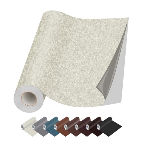 Kangshoon Leather Repair Kits, Leather Repair Patch with Self Adhesive, DIY Large Leather Patch for Waterproof Couches, Furniture, Car Seats, Sofa (Beige)