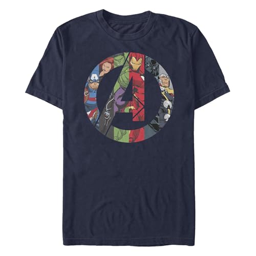 Image of Marvel Men's Avengers Heroes Icon T-Shirt, Navy Blue Heather, 3XL